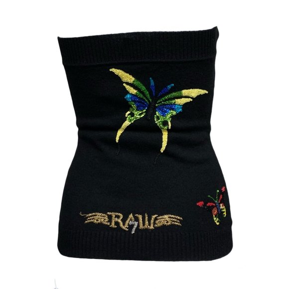 Raw7 Cashmere Tube Top Sequin Butterflies - Picture 2 of 4